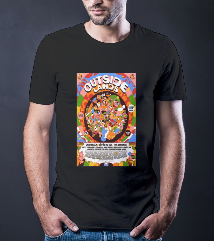 Outside Lands San Francisco August 7 9 2026 Golden Gate Park Charli XCX The Strokes Rüfüs Du Sol Lineup T-Shirt