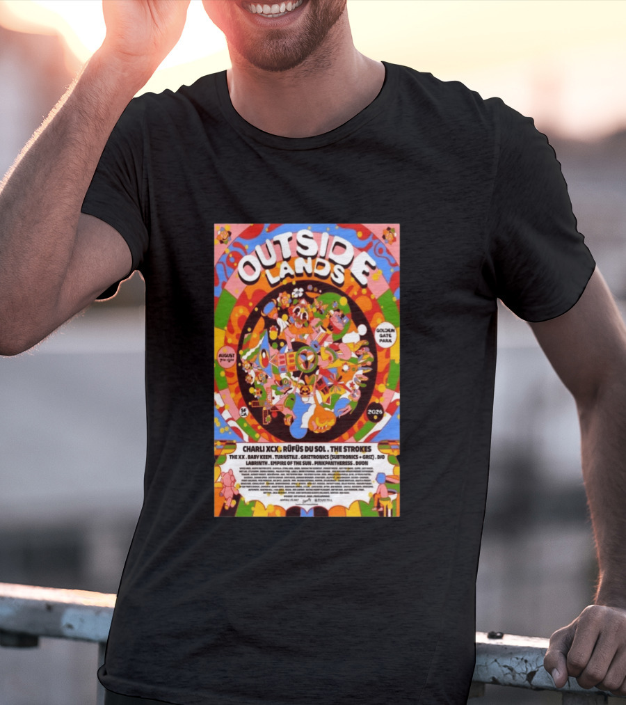 Outside Lands San Francisco August 7 9 2026 Golden Gate Park Charli XCX The Strokes Rüfüs Du Sol Lineup T-Shirt