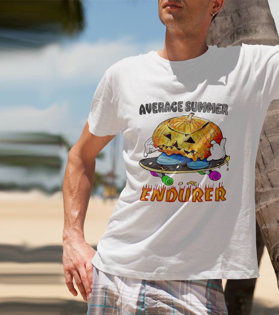 Average Summer Endurer Pumpkin Skater Skateboarding T-Shirt