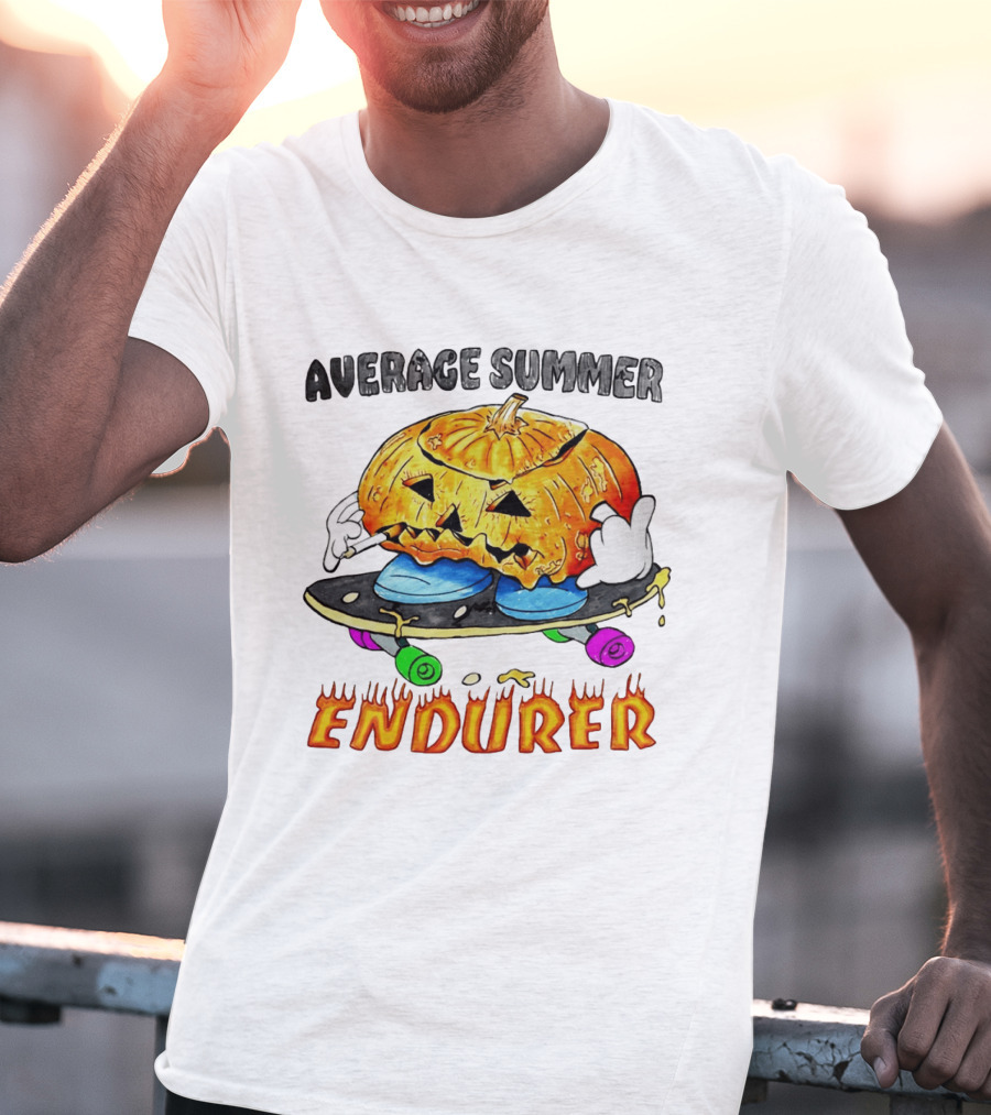 Average Summer Endurer Pumpkin Skater Skateboarding T-Shirt