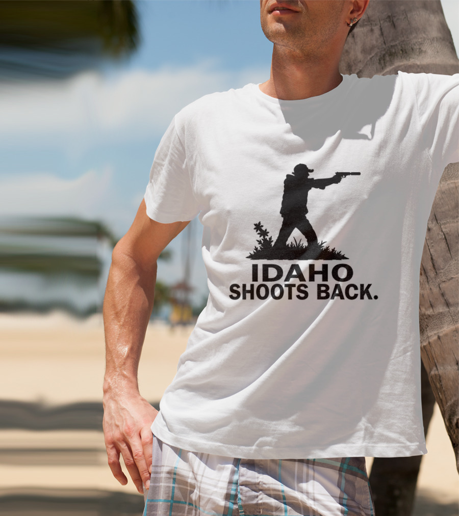Idaho Shoots Back Silhouette Hunter With Gun T-Shirt
