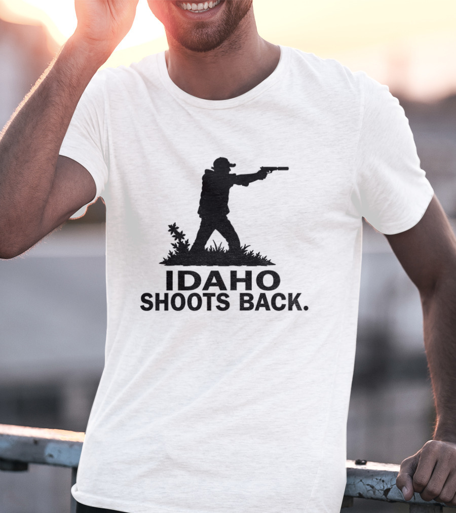 Idaho Shoots Back Silhouette Hunter With Gun T-Shirt