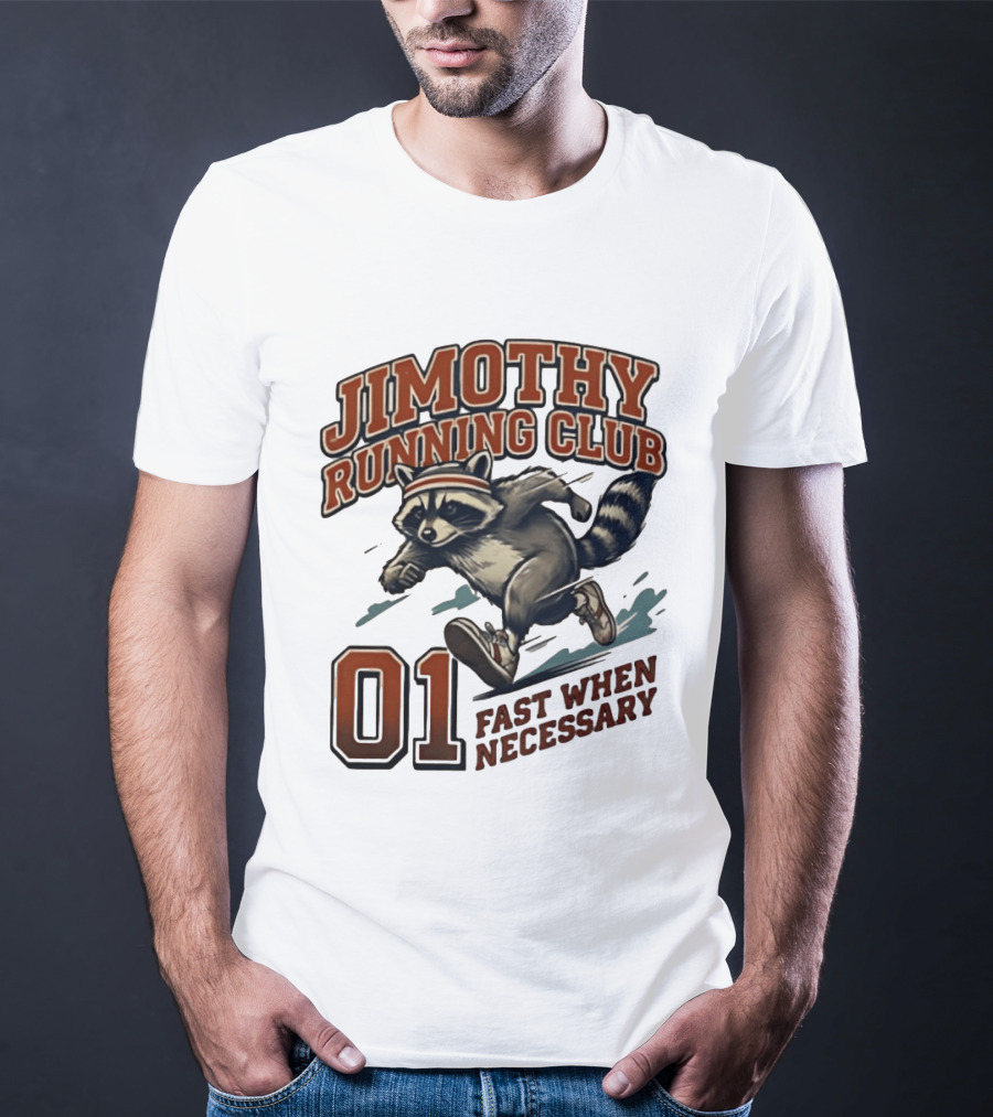 Jimothy Running Club 01 Fast When Necessary Raccoon T-Shirt