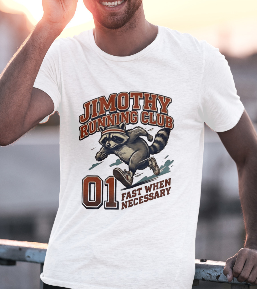 Jimothy Running Club 01 Fast When Necessary Raccoon T-Shirt