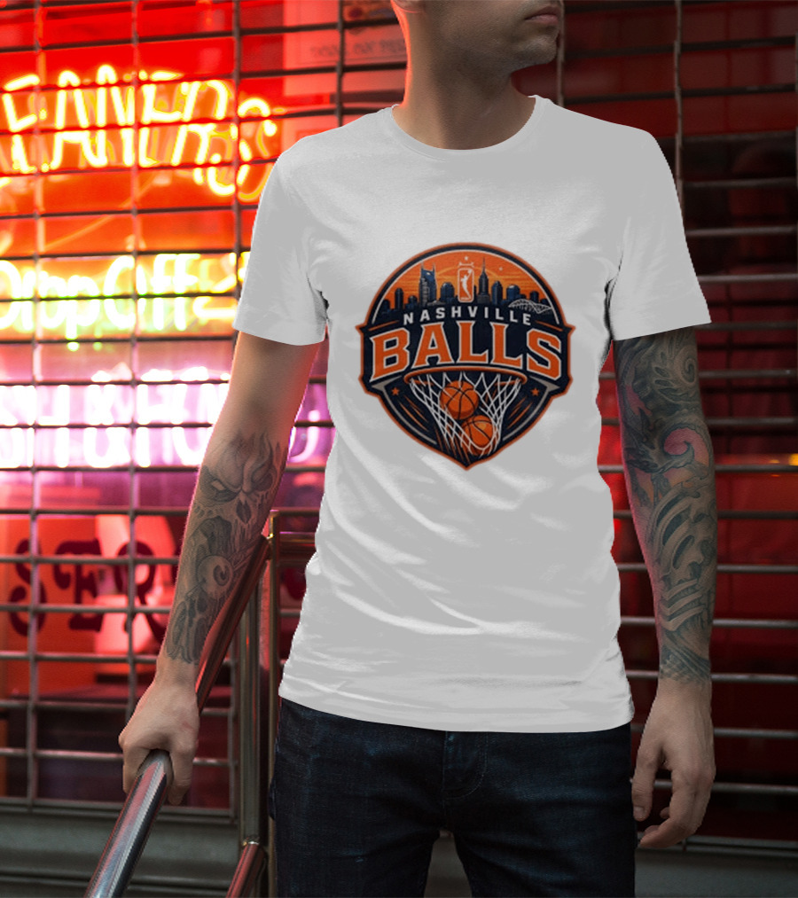 Nashville Balls Skyline Basketball Logo Cityscape T-Shirt