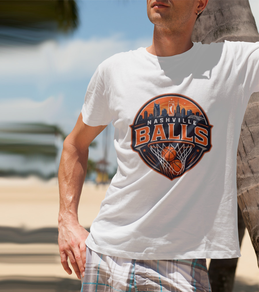 Nashville Balls Skyline Basketball Logo Cityscape T-Shirt