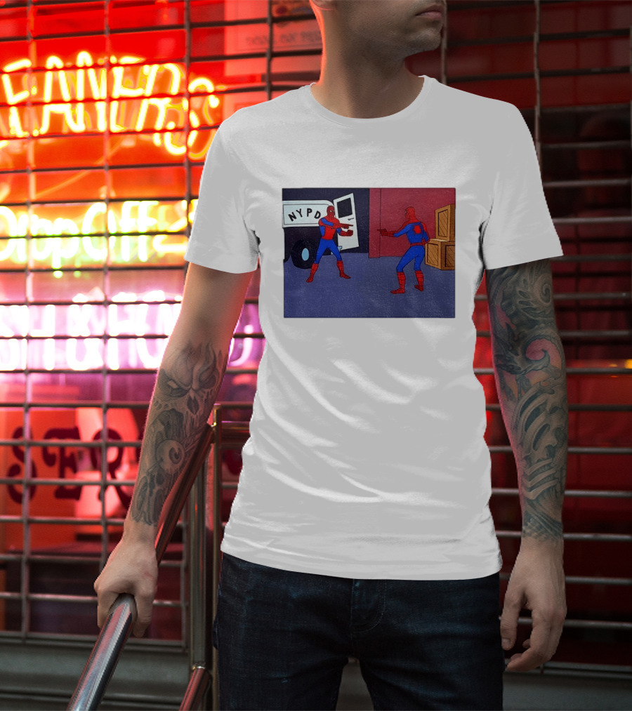 NYPD Spider Man Pointing Meme Twins Scene T-Shirt