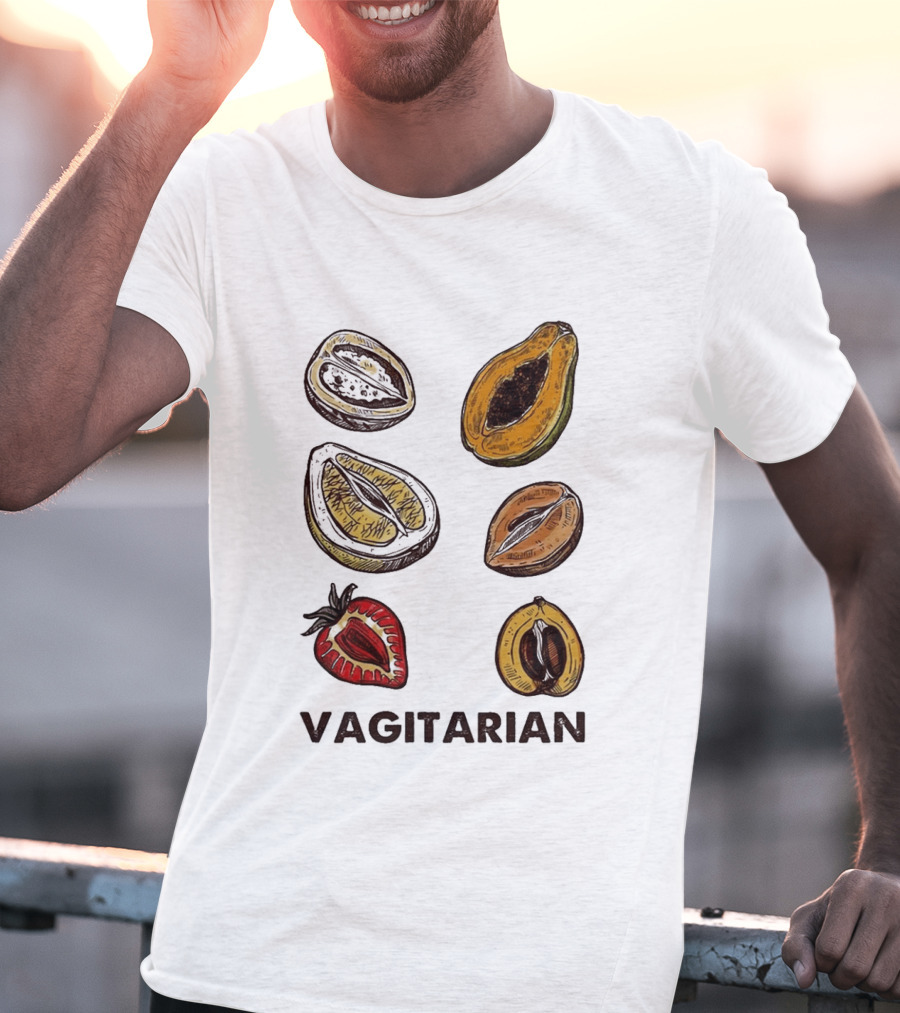 Vagitarian Fruit Humor Strawberry Avocado Papaya Illustrations T-Shirt
