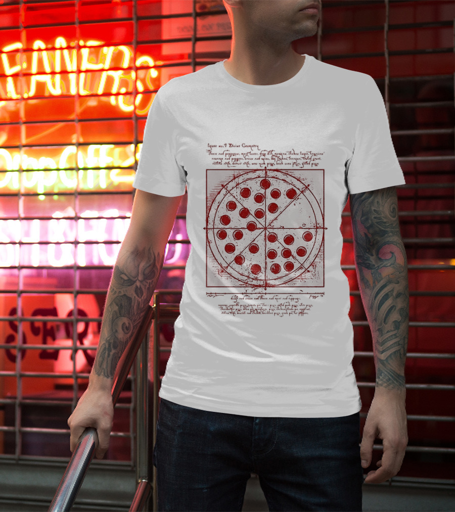 Vitruvian Pizza Leonardo Da Vinci Spider Tom Movie Pizza Drawing T-Shirt
