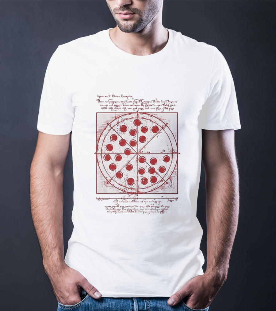 Vitruvian Pizza Leonardo Da Vinci Spider Tom Movie Pizza Drawing T-Shirt