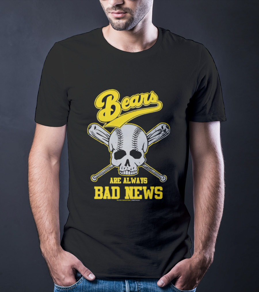 Bears Are Always Bad News Baseball Skull Crossed Bats T-Shirt