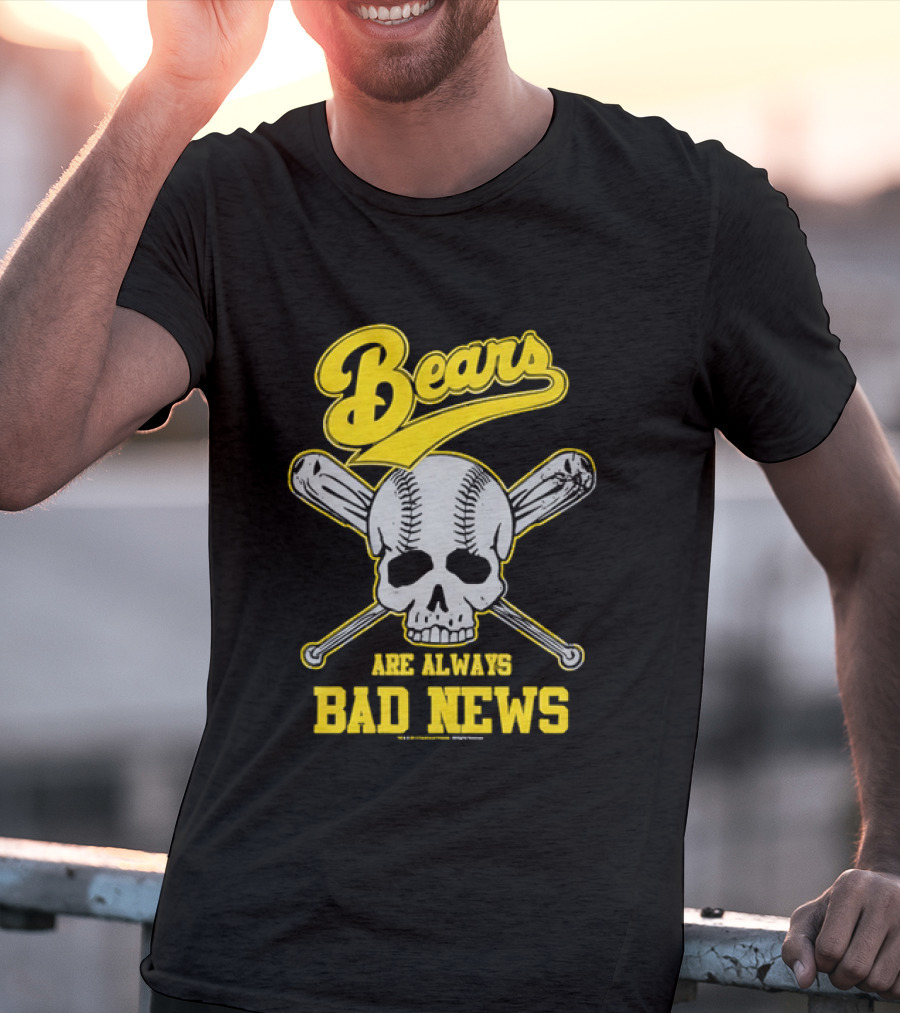 Bears Are Always Bad News Baseball Skull Crossed Bats T-Shirt