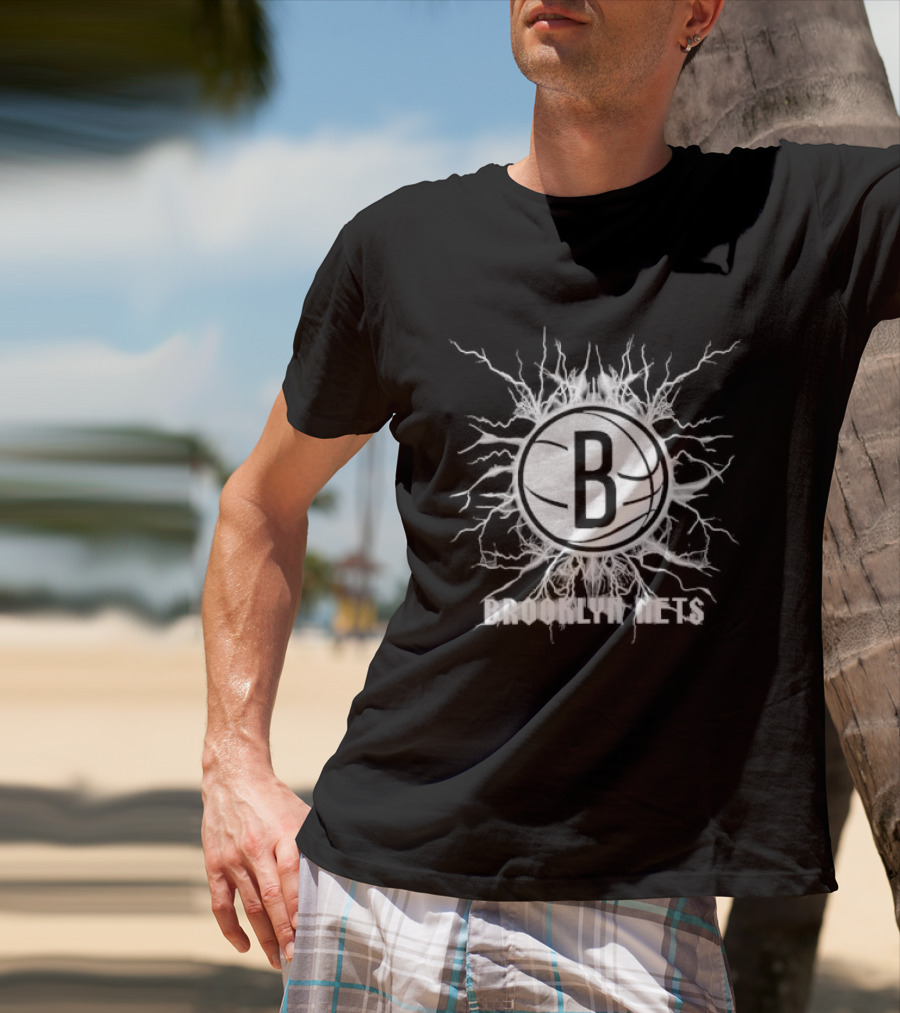 Brooklyn Nets B Lightning Basketball Burst T-Shirt