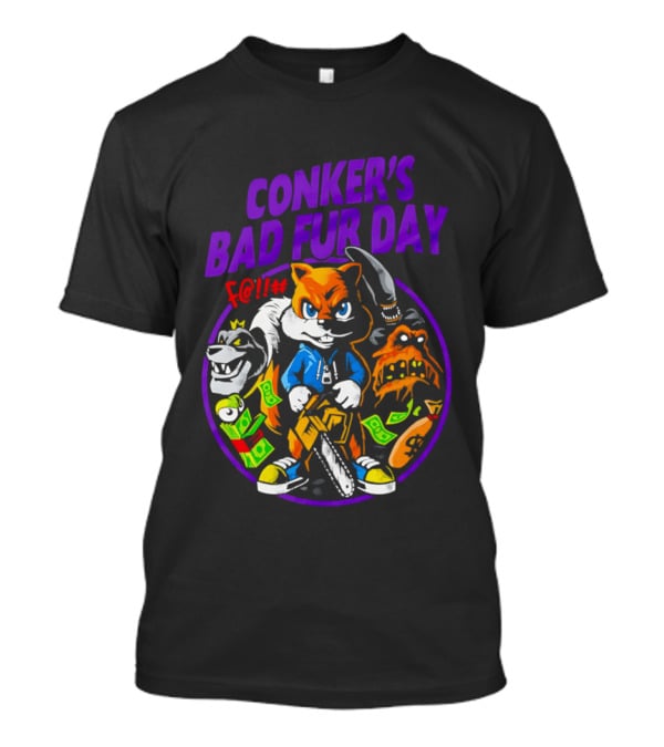 Conker's Bad Fur Day Chainsaw Squirrel Gaming Money T-Shirt