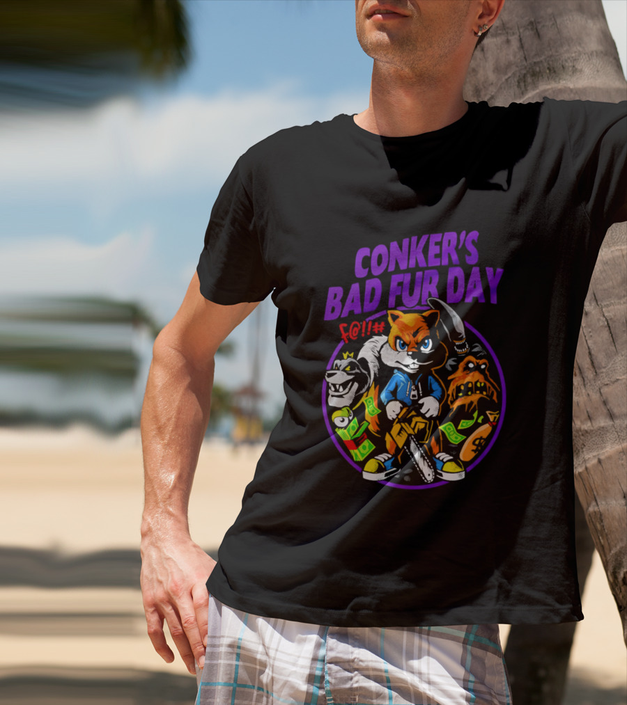 Conker's Bad Fur Day Chainsaw Squirrel Gaming Money T-Shirt