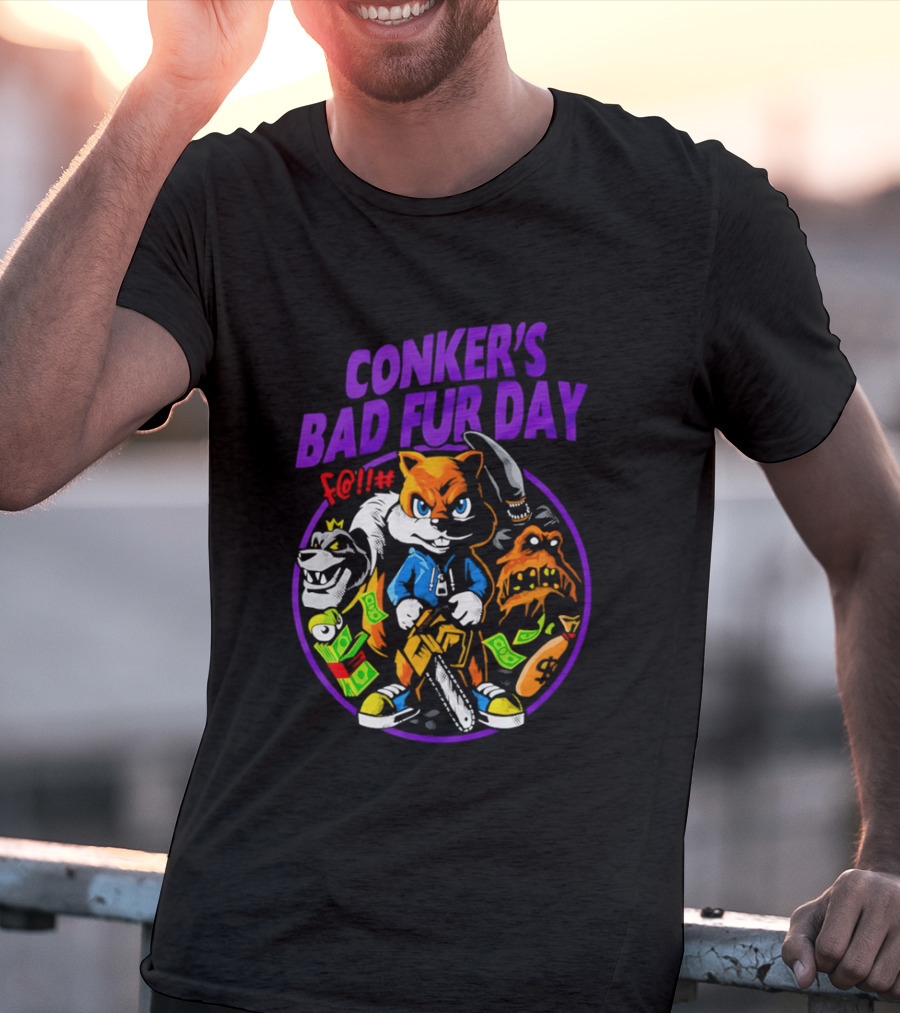 Conker's Bad Fur Day Chainsaw Squirrel Gaming Money T-Shirt