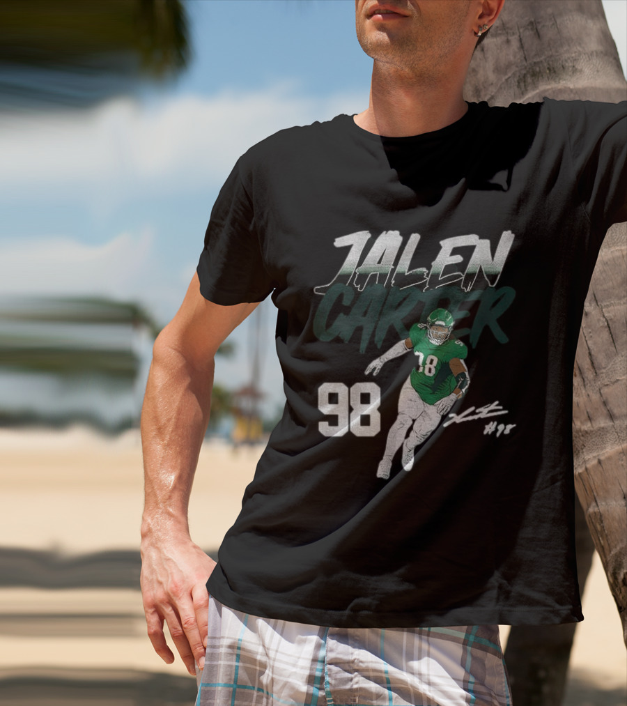 Jalen Carter Philadelphia Eagles 98 Football Player Signature T-Shirt
