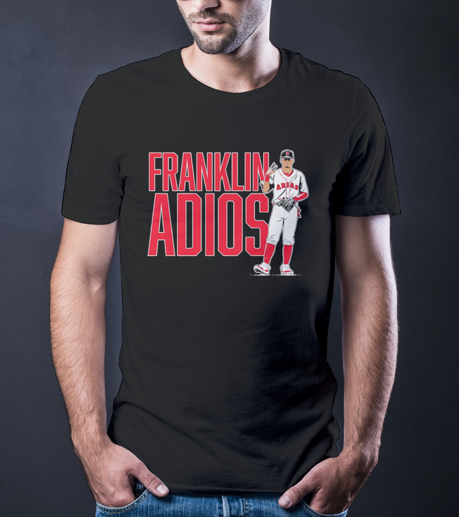 Franklin Arias Adios Baseball Player Gesture In Red And White Uniform T-Shirt