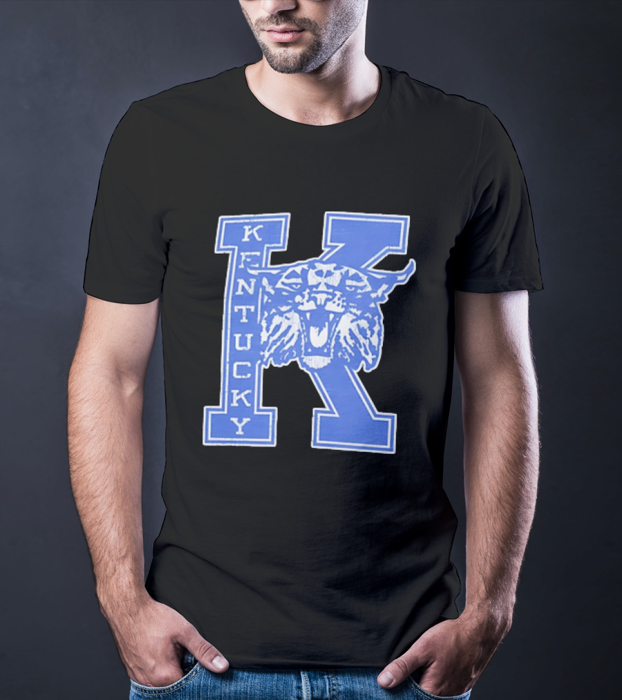 Kentucky Wildcats NCAA Distressed Block Letter K Wildcats Head T-Shirt