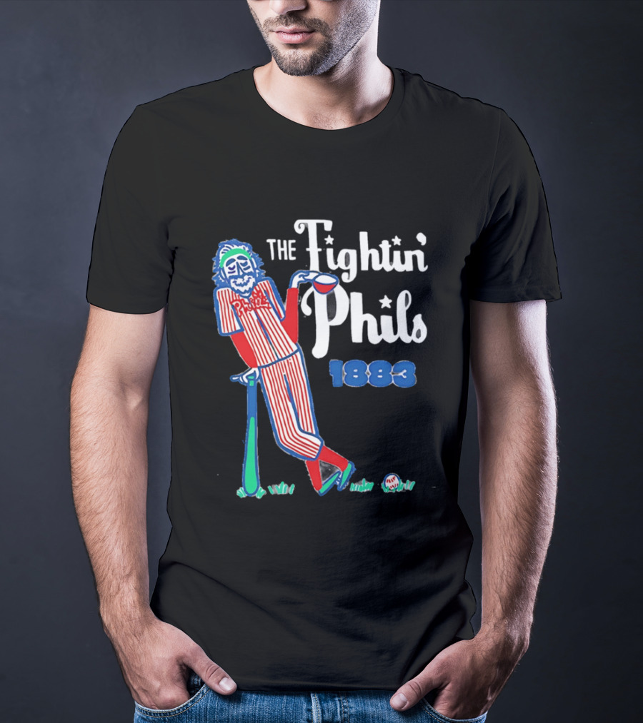 Phillies The Fightin' Phils 1883 Vintage Baseball Character With Bat And Ball T-Shirt