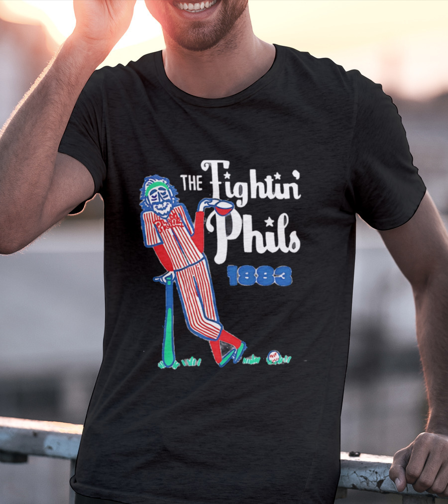 Phillies The Fightin' Phils 1883 Vintage Baseball Character With Bat And Ball T-Shirt