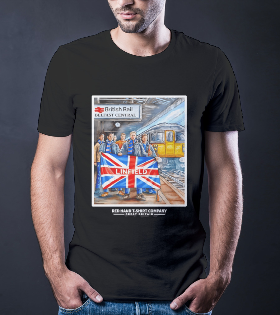 British Rail Belfast Central Linfield UK Flag T-Shirt
