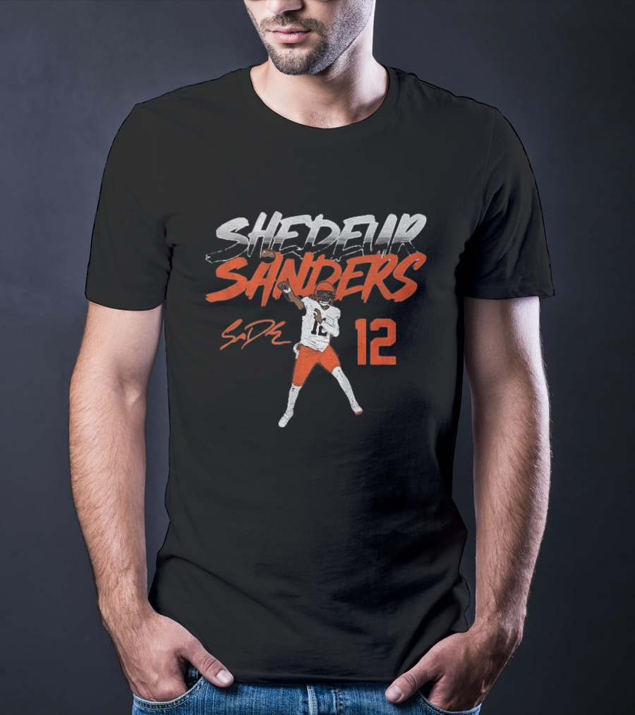 Shedeur Sanders Football Pose Number 12 Cleveland Player T-Shirt