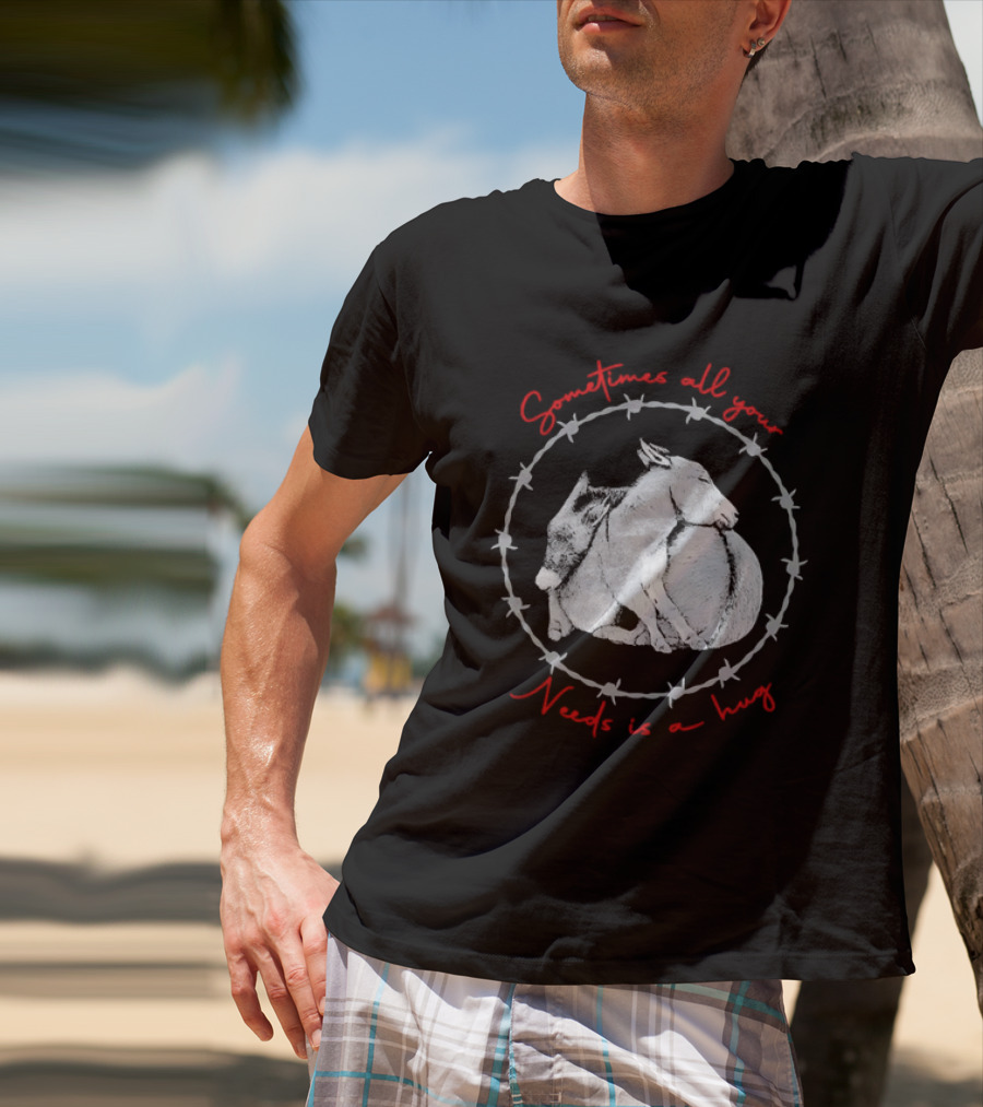 Sometimes All Your Needs Is A Hug Cuddling Donkeys Barbed Wire T-Shirt