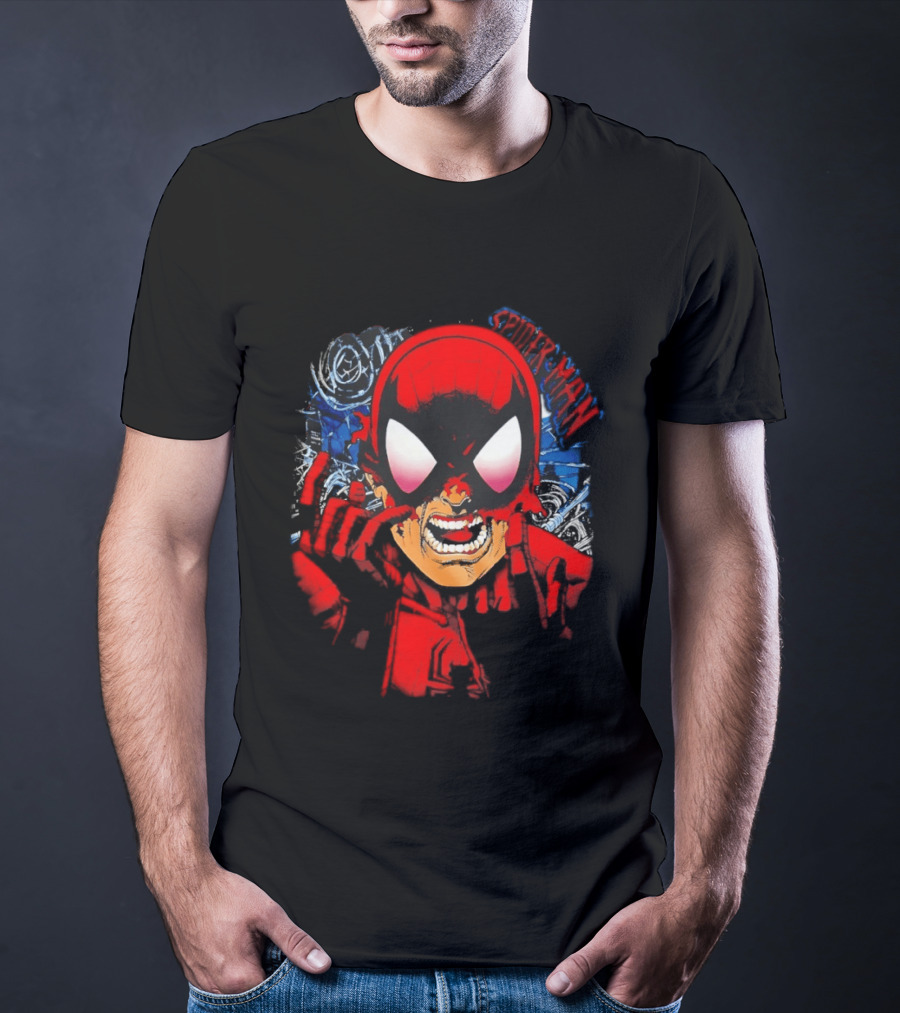 Spider Man Marvel Comics Pulling Off Mask Action T-Shirt