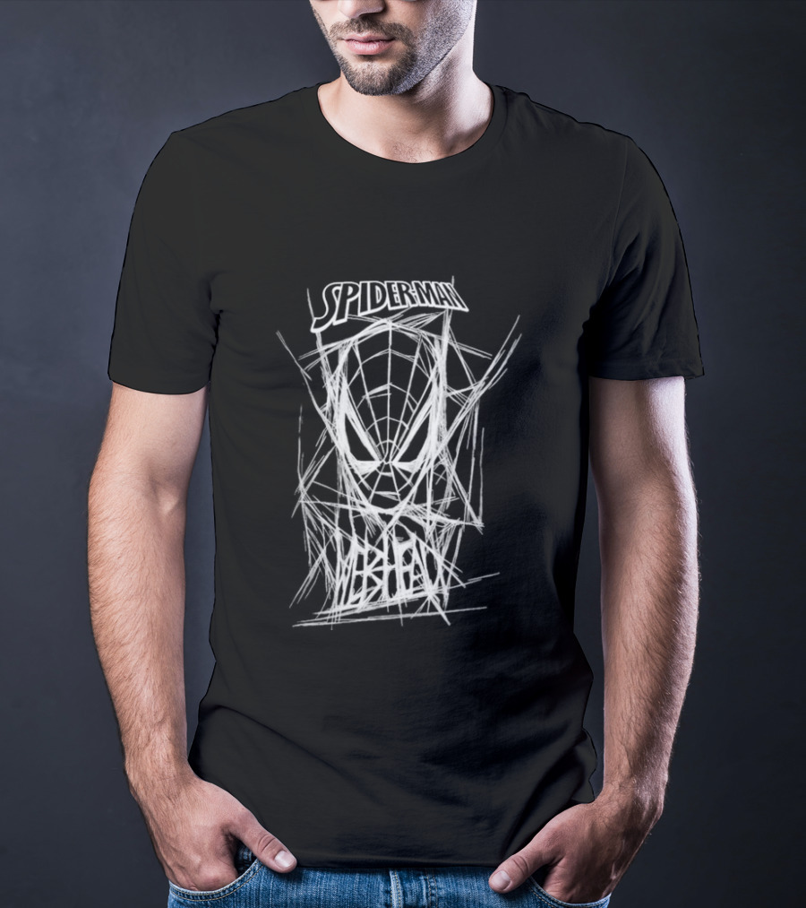 Spider Man Webbed Mask Sketch Spiderman Webhead T-Shirt