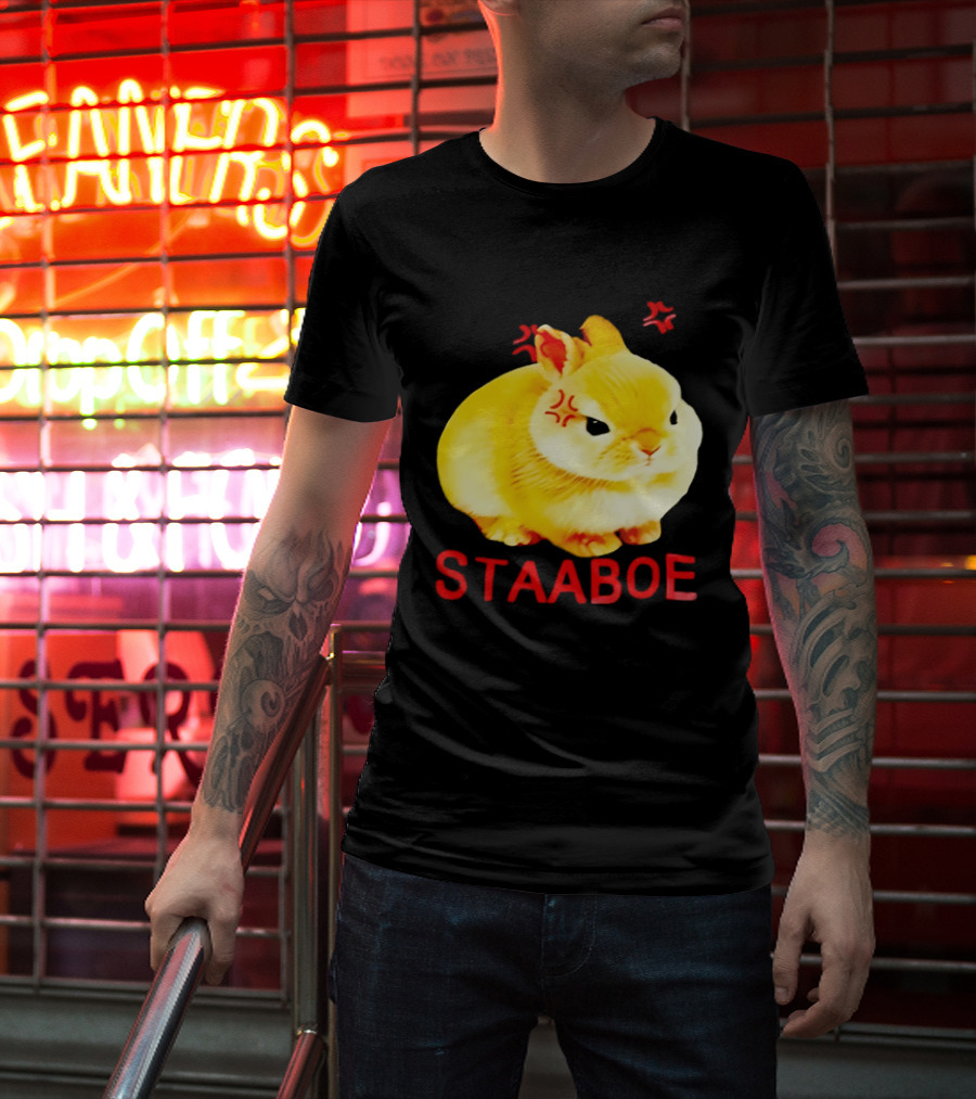 Staaboe Angry Fluffy Yellow Rabbit Red Marks T-Shirt