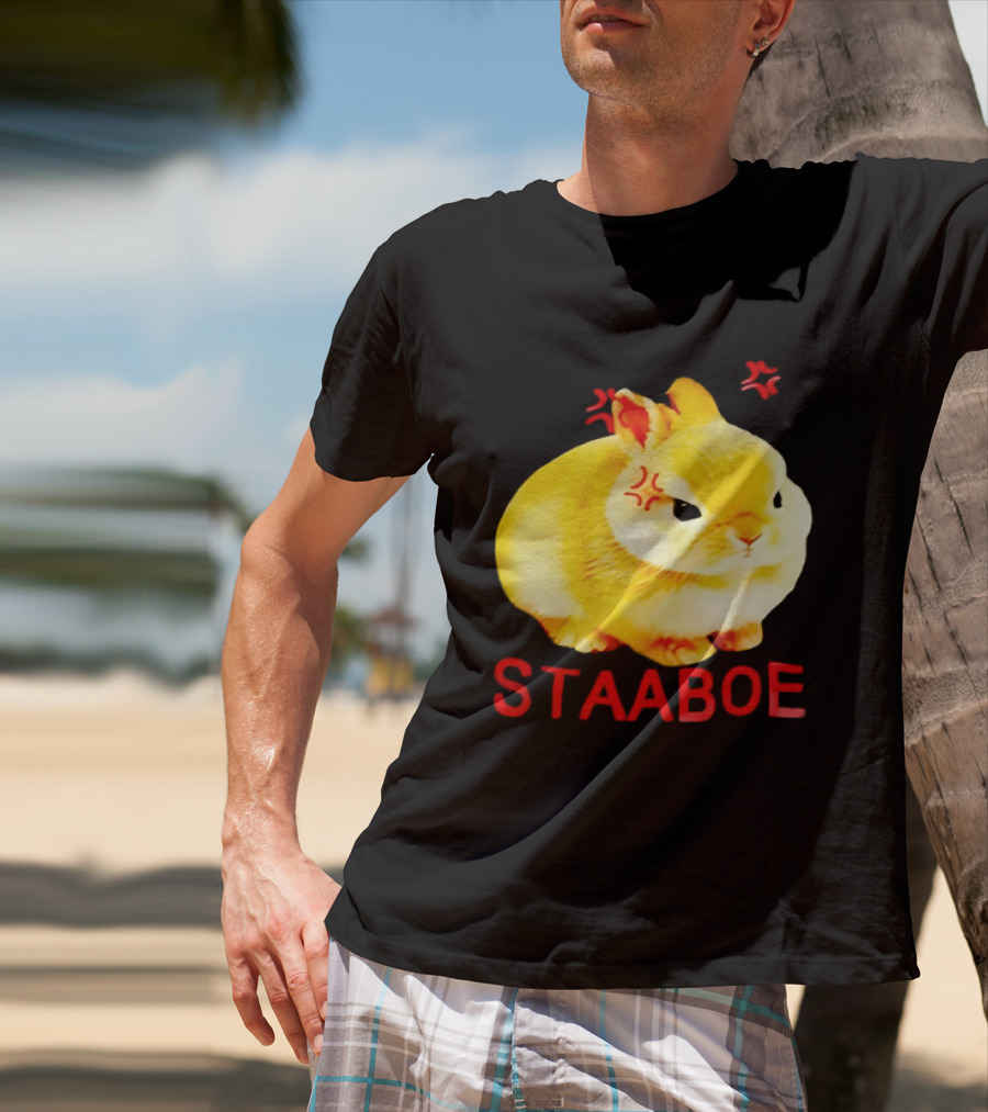 Staaboe Angry Fluffy Yellow Rabbit Red Marks T-Shirt