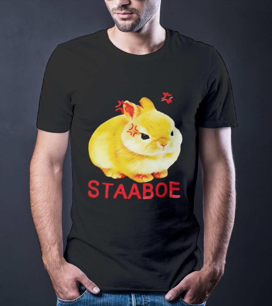 Staaboe Angry Fluffy Yellow Rabbit Red Marks T-Shirt