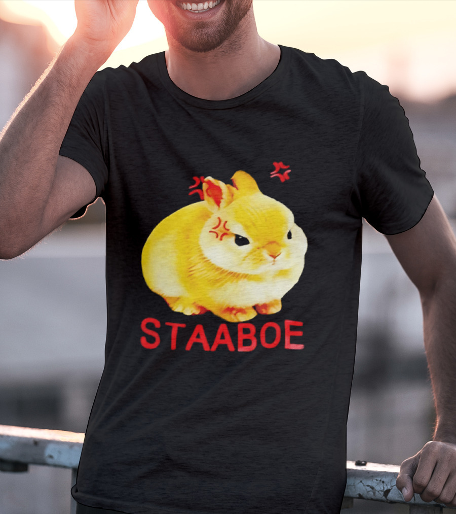 Staaboe Angry Fluffy Yellow Rabbit Red Marks T-Shirt