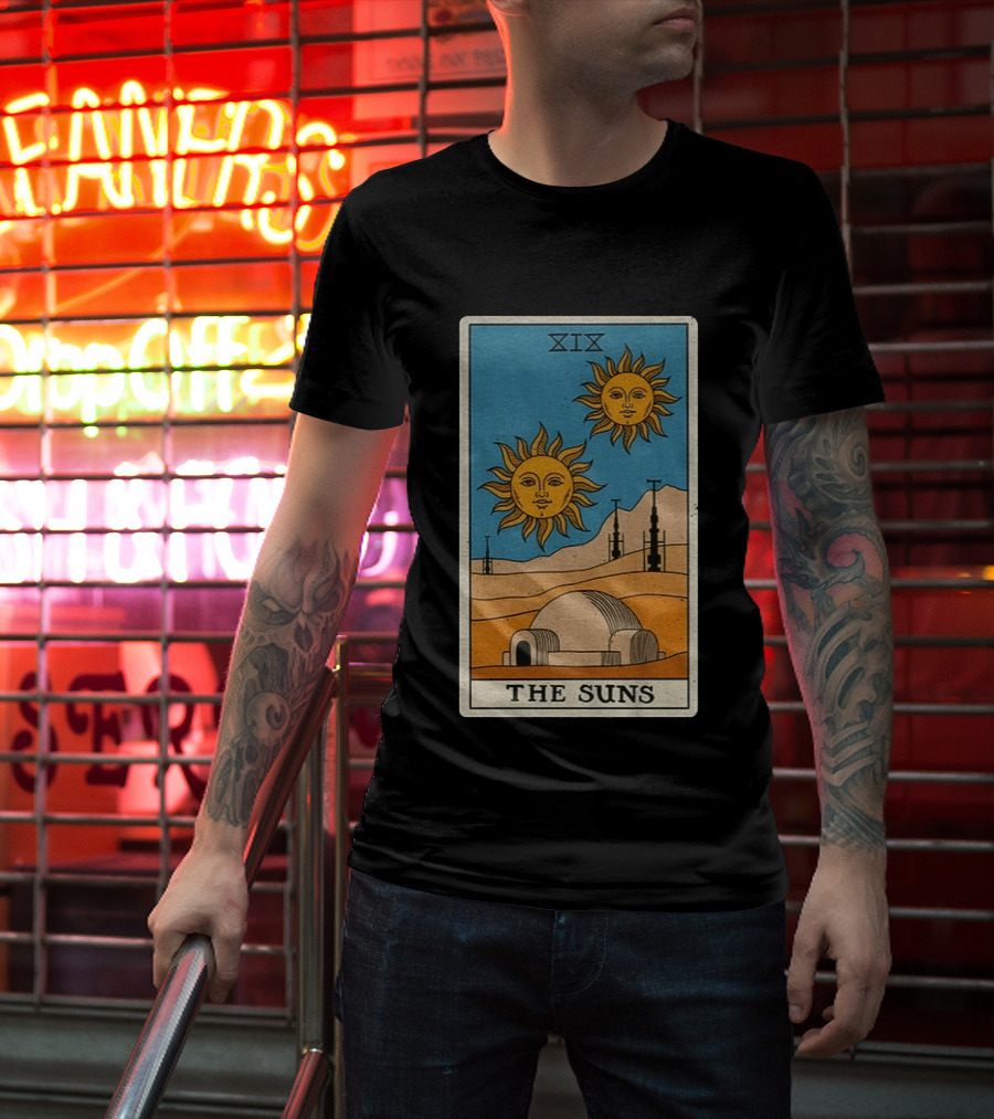 XIX The Suns Twin Suns Tarot Card Star Wars Tatooine Desert Dome T-Shirt