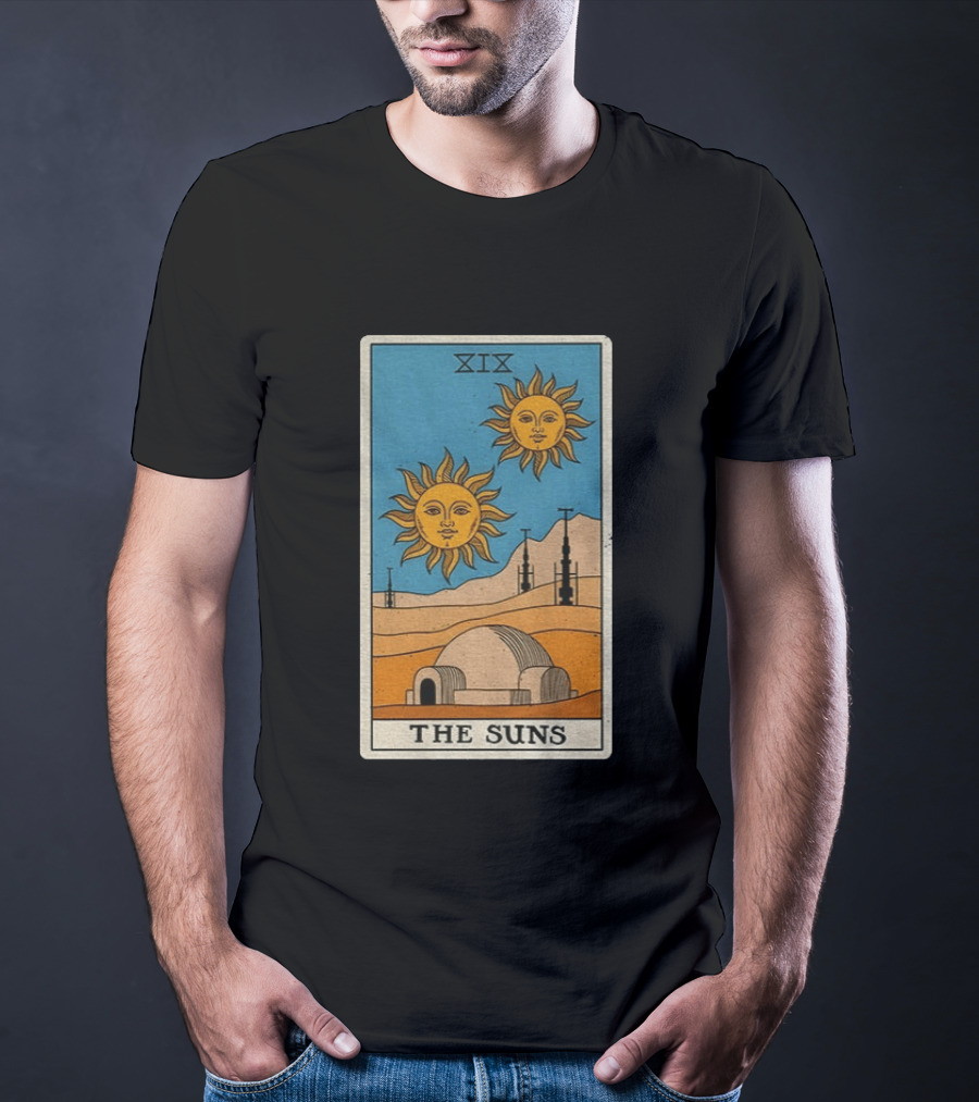 XIX The Suns Twin Suns Tarot Card Star Wars Tatooine Desert Dome T-Shirt