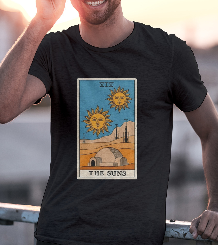 XIX The Suns Twin Suns Tarot Card Star Wars Tatooine Desert Dome T-Shirt