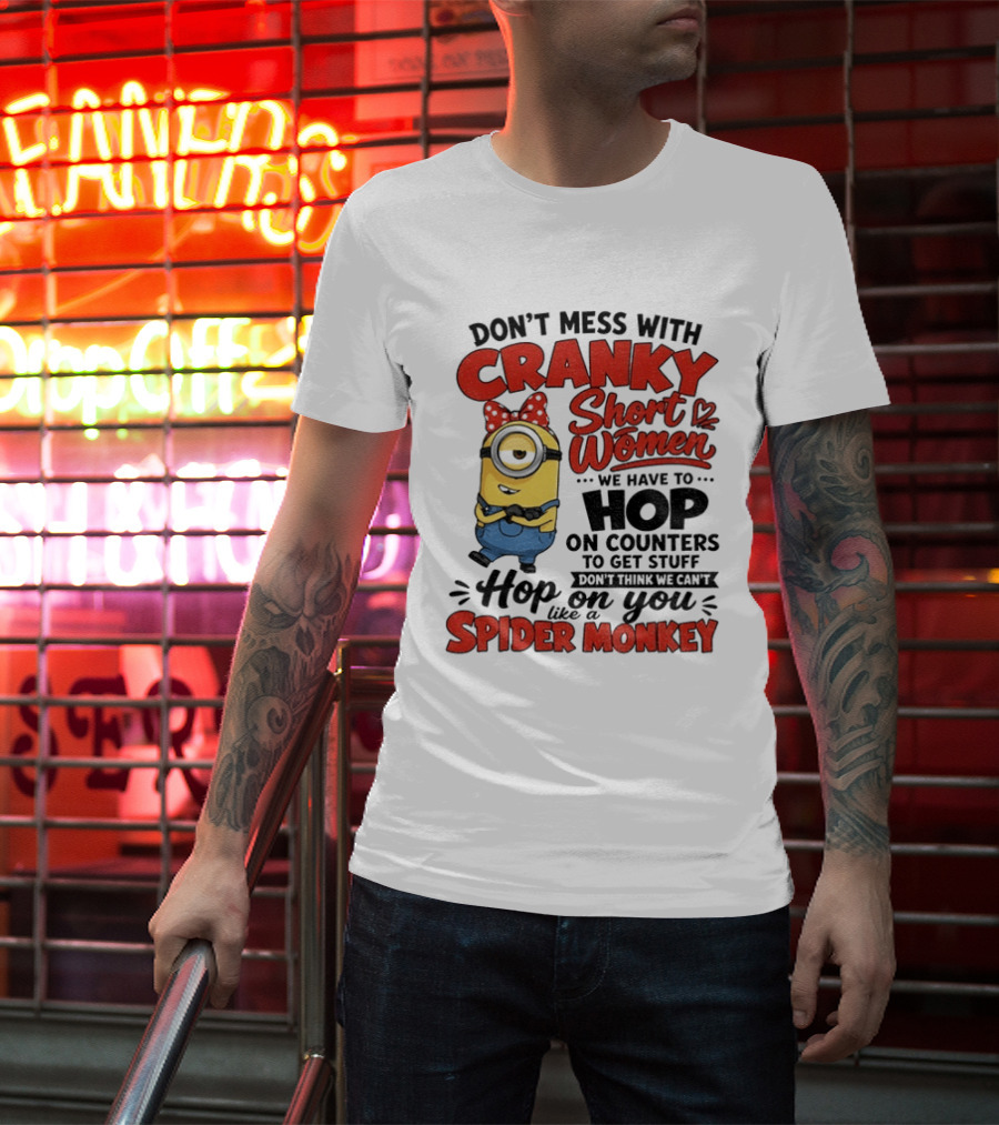 Minion Cranky Short Women Hop On Counters Spider Monkey T-Shirt