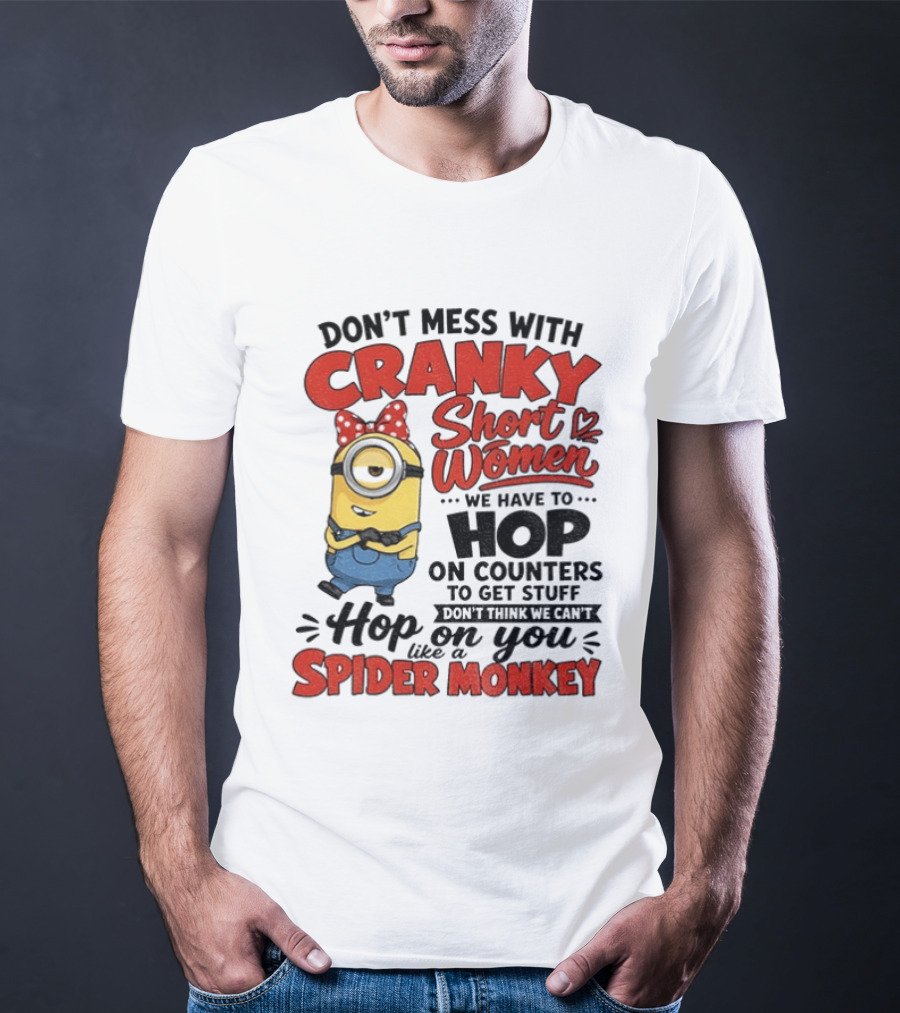 Minion Cranky Short Women Hop On Counters Spider Monkey T-Shirt