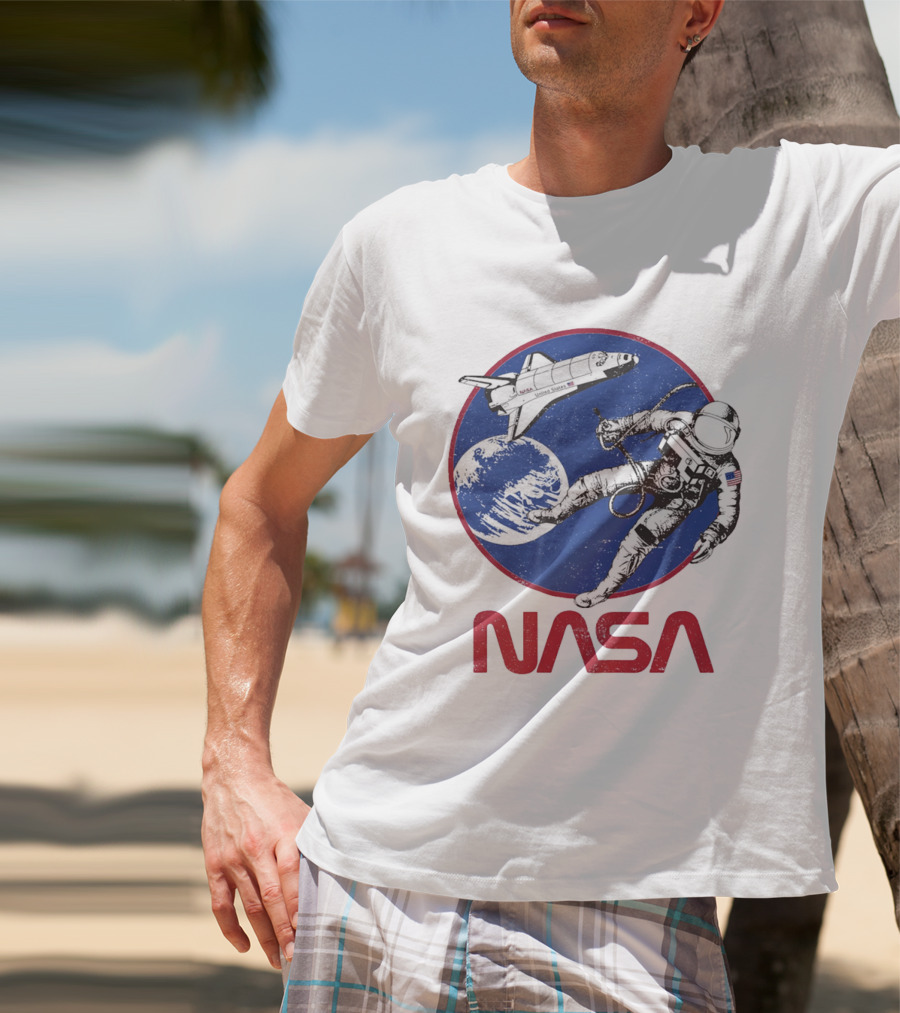 NASA Space Shuttle And Astronaut Earth Scene T-Shirt