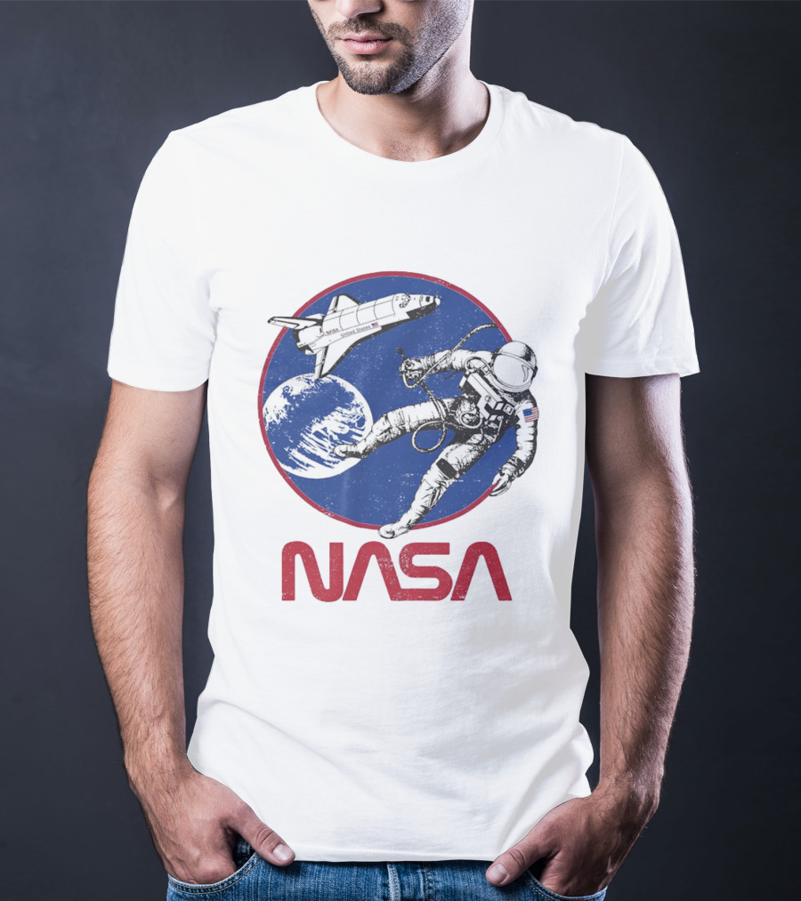 NASA Space Shuttle And Astronaut Earth Scene T-Shirt