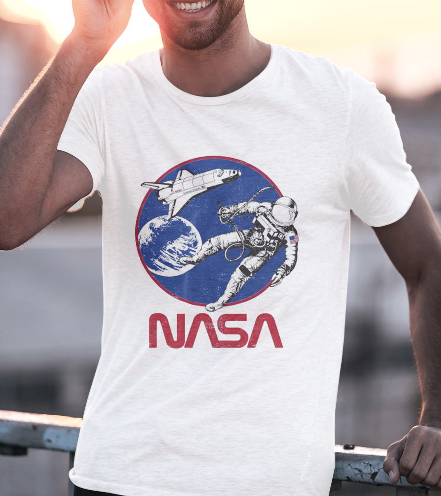 NASA Space Shuttle And Astronaut Earth Scene T-Shirt