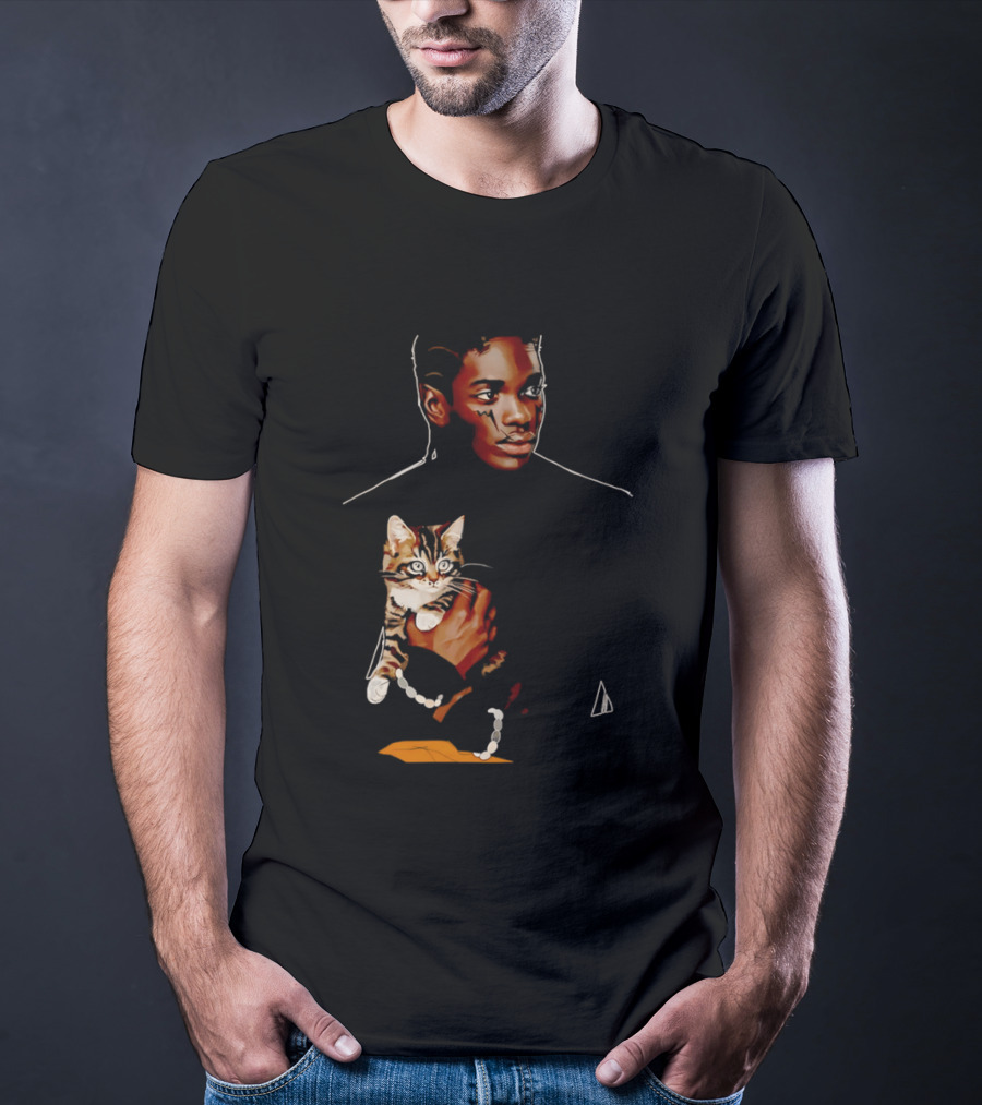 Young Man Holding A Tabby Cat Painting T-Shirt