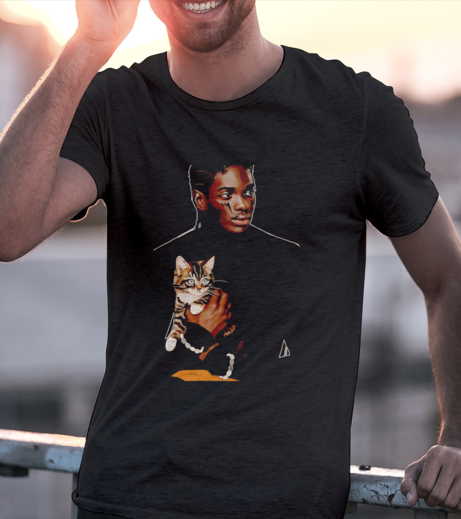 Young Man Holding A Tabby Cat Painting T-Shirt