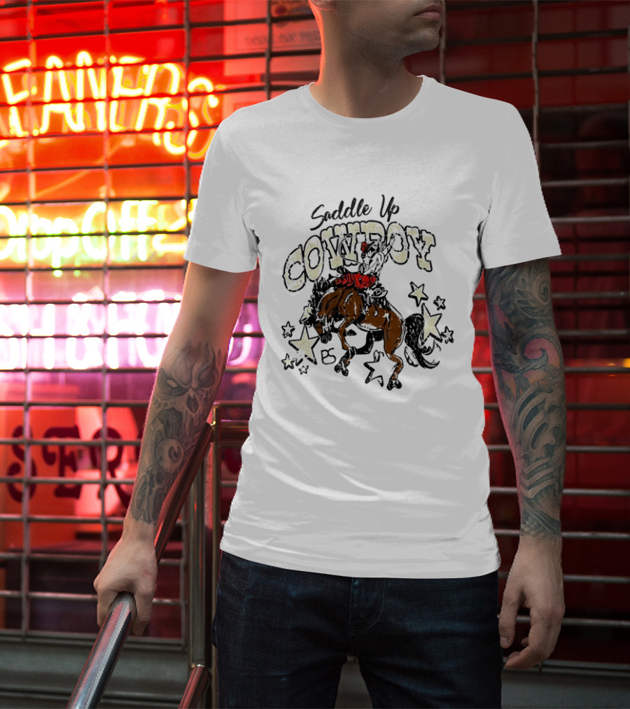 Saddle Up Cowboy Distressed Bucking Bronco Horse Rodeo Stars Bs T-Shirt