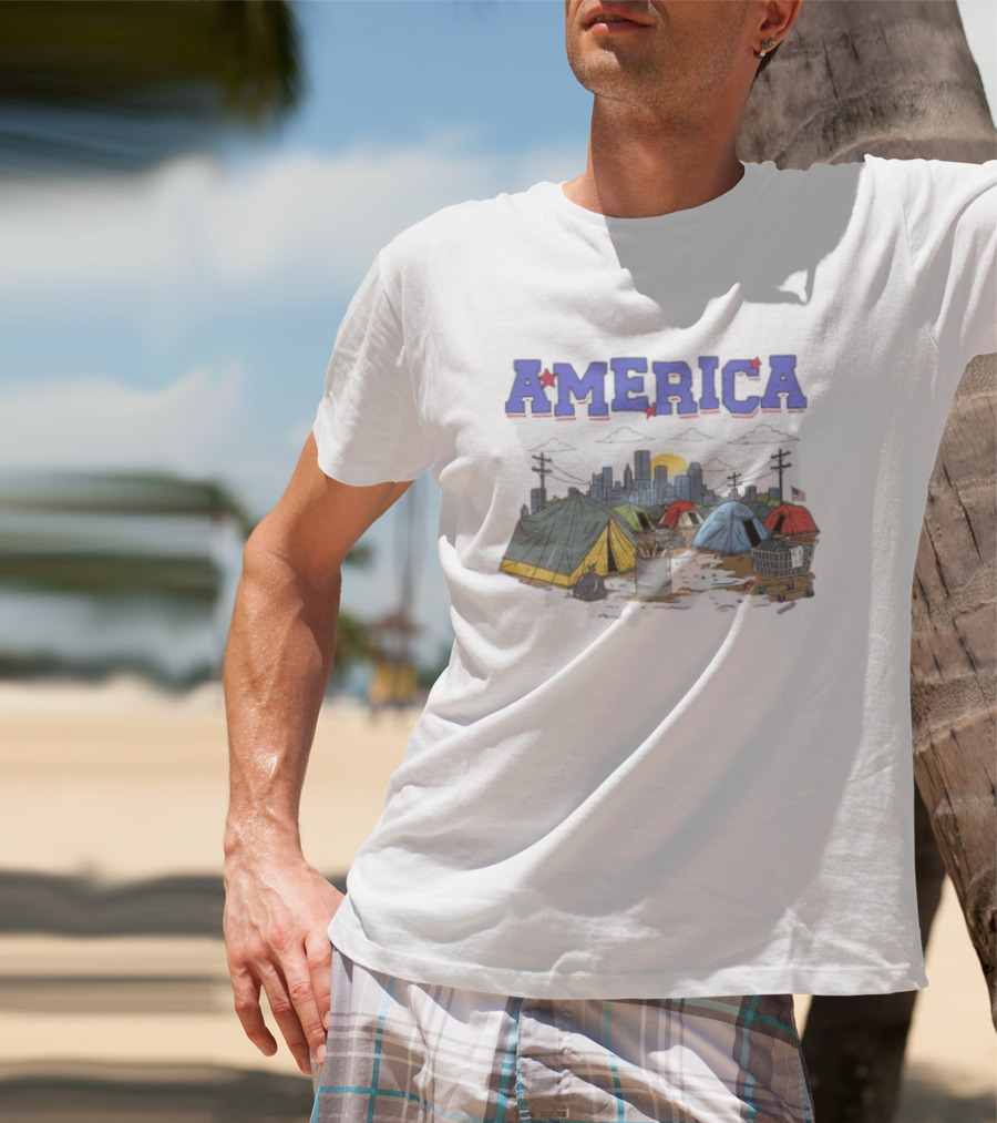 America Cityscape Homeless Encampment T-Shirt