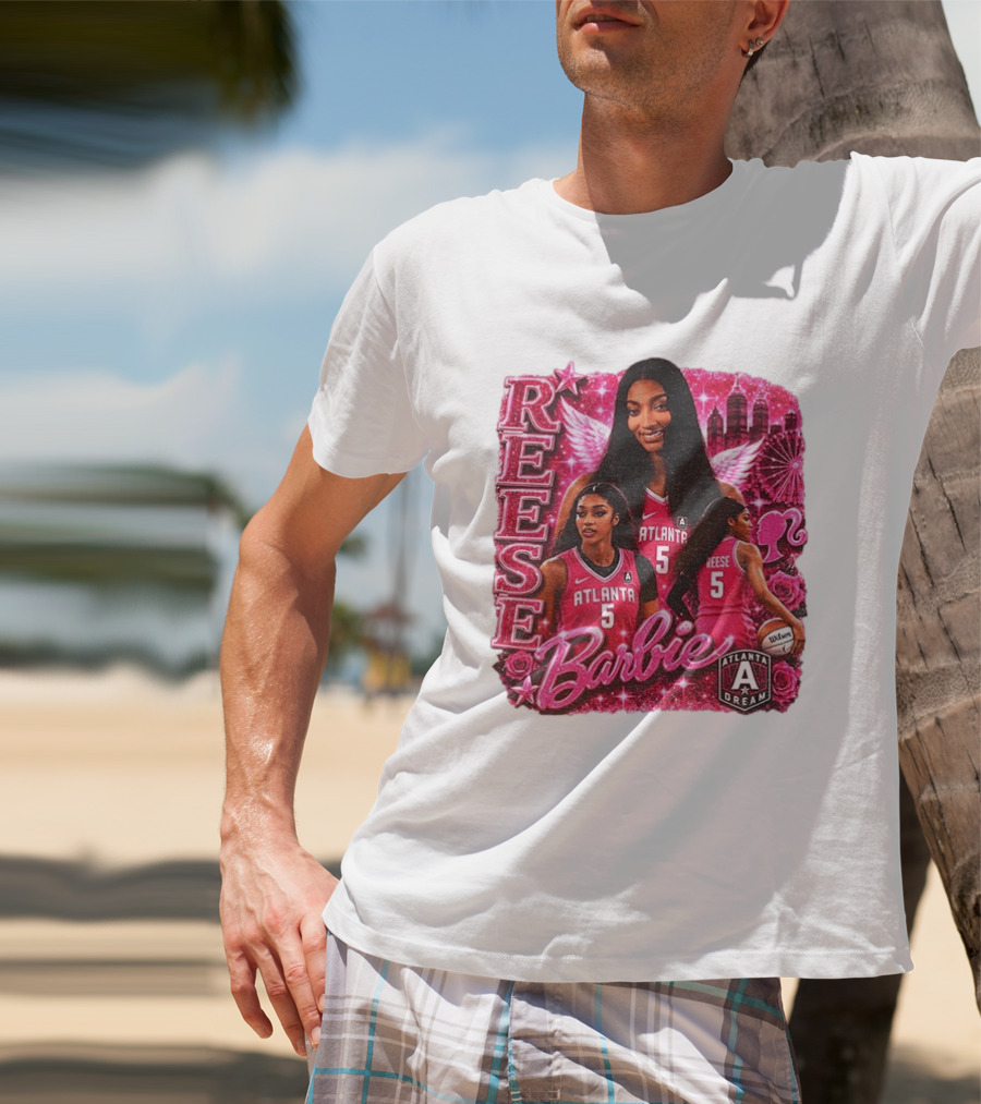 Angel Reese Atlanta Dream Barbie Pink Basketball Collage WNBA T-Shirt