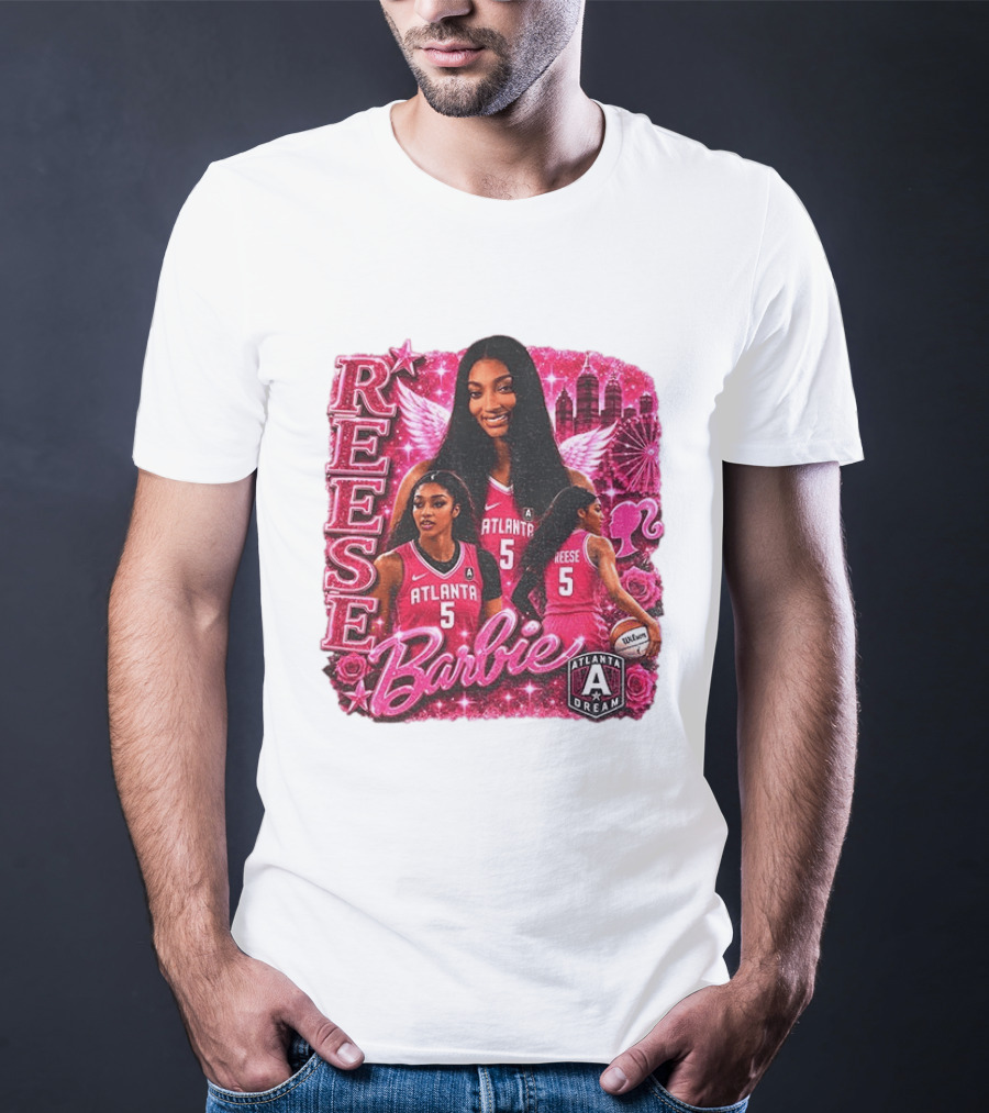 Angel Reese Atlanta Dream Barbie Pink Basketball Collage WNBA T-Shirt