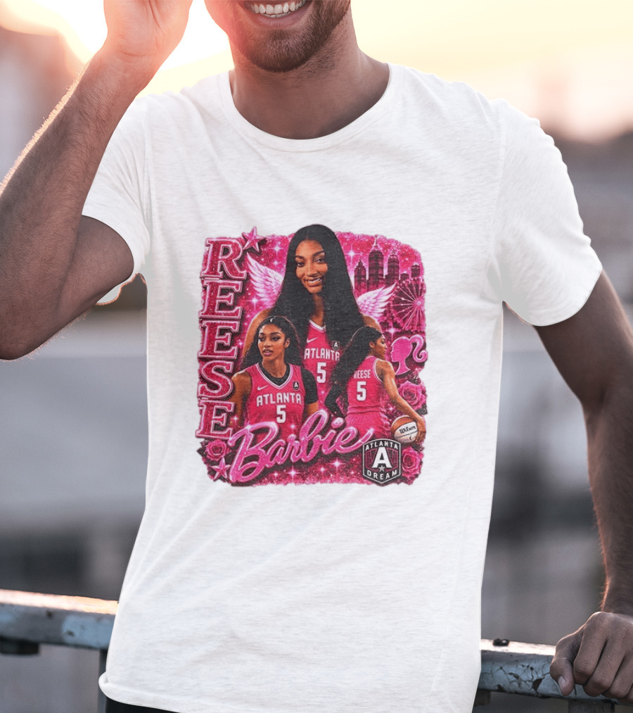 Angel Reese Atlanta Dream Barbie Pink Basketball Collage WNBA T-Shirt