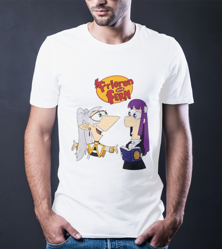 Frieren And Fern Animated Characters With Book And Unique Cartoon T-Shirt